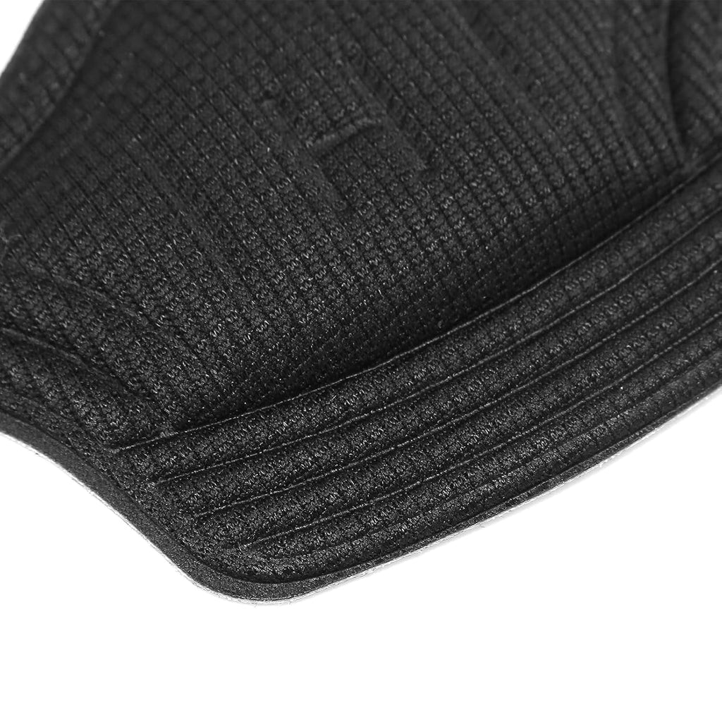 A person's hand pressing on a Heel Cushion Pad to show its soft, shock-absorbing quality and thickness.