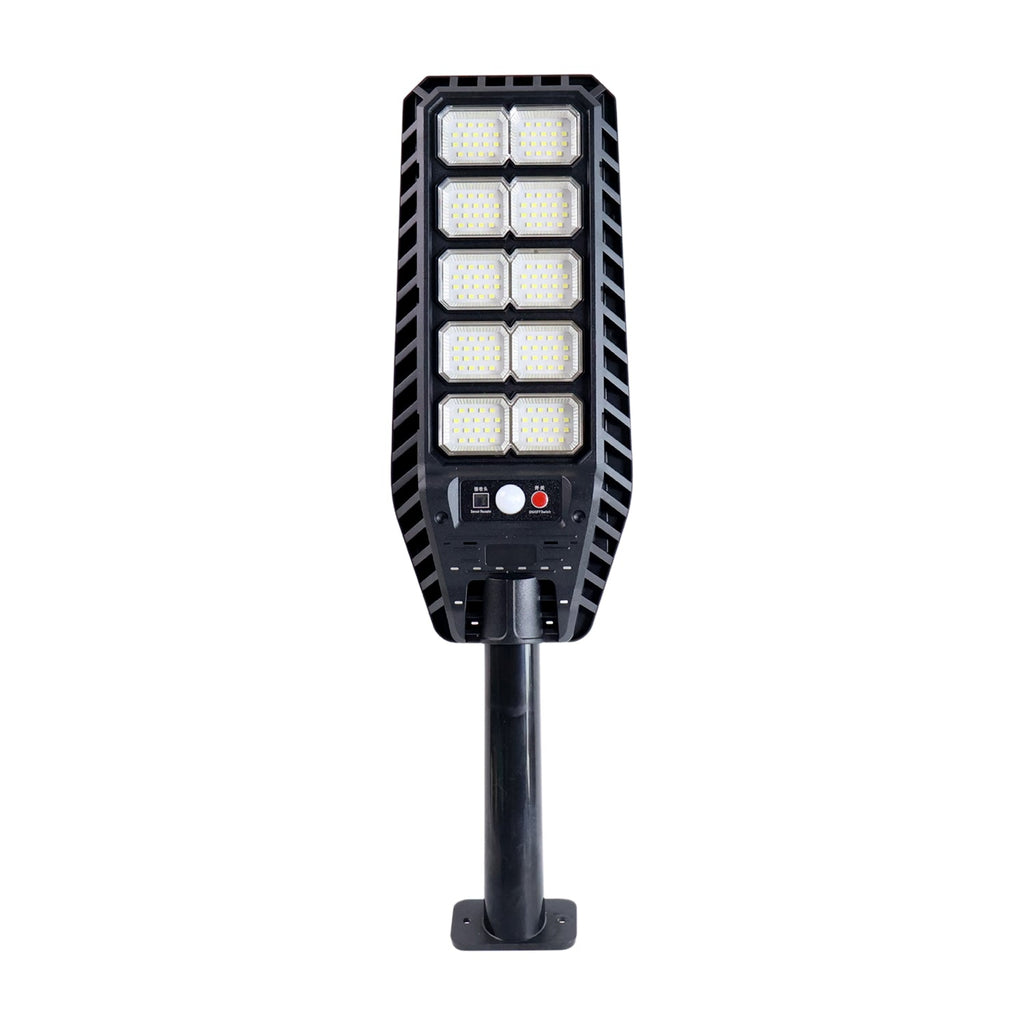 Motion-activated solar street light enhancing security and saving energy