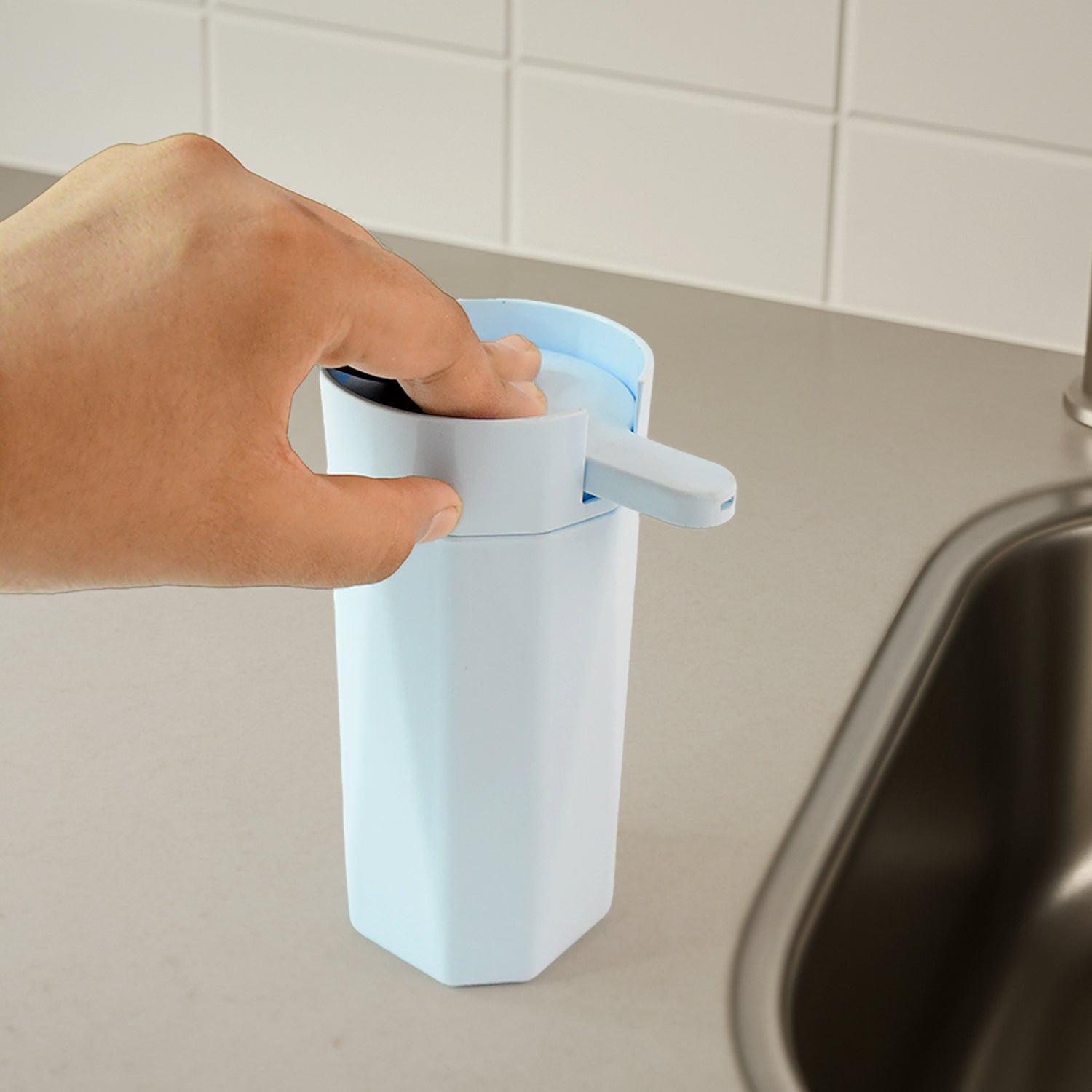 Side view of Soap Dispenser 300ml showing modern hexagonal matte finish