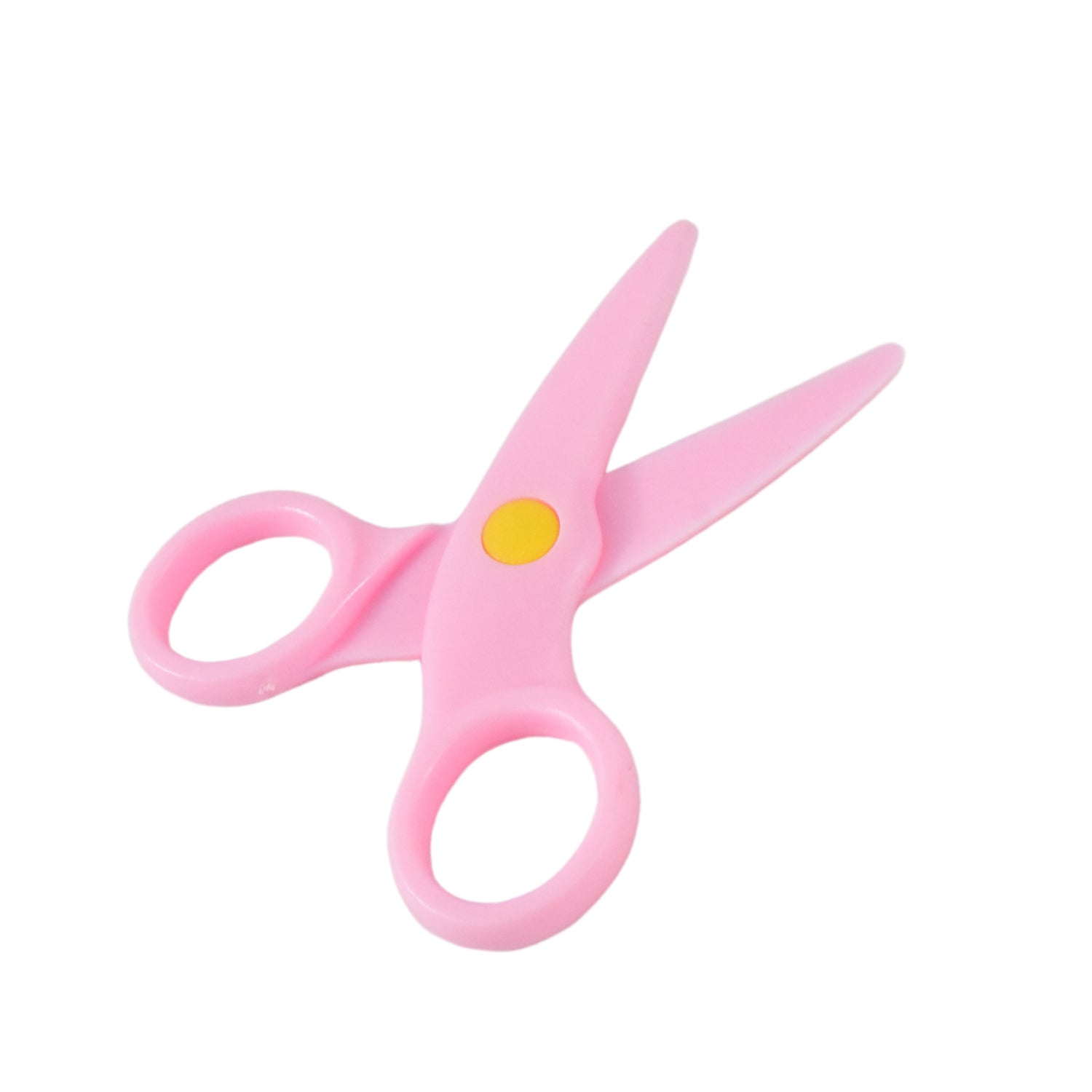 Overhead view of ergonomic child safety scissors, perfect for early learning activities.