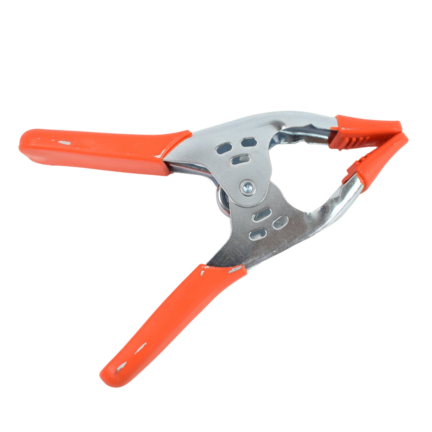 Angled view of the 6-inch metal spring clamp, showcasing its durable design.