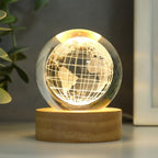 Detailed view of the illuminated crystal sphere, showcasing its captivating 3D design.