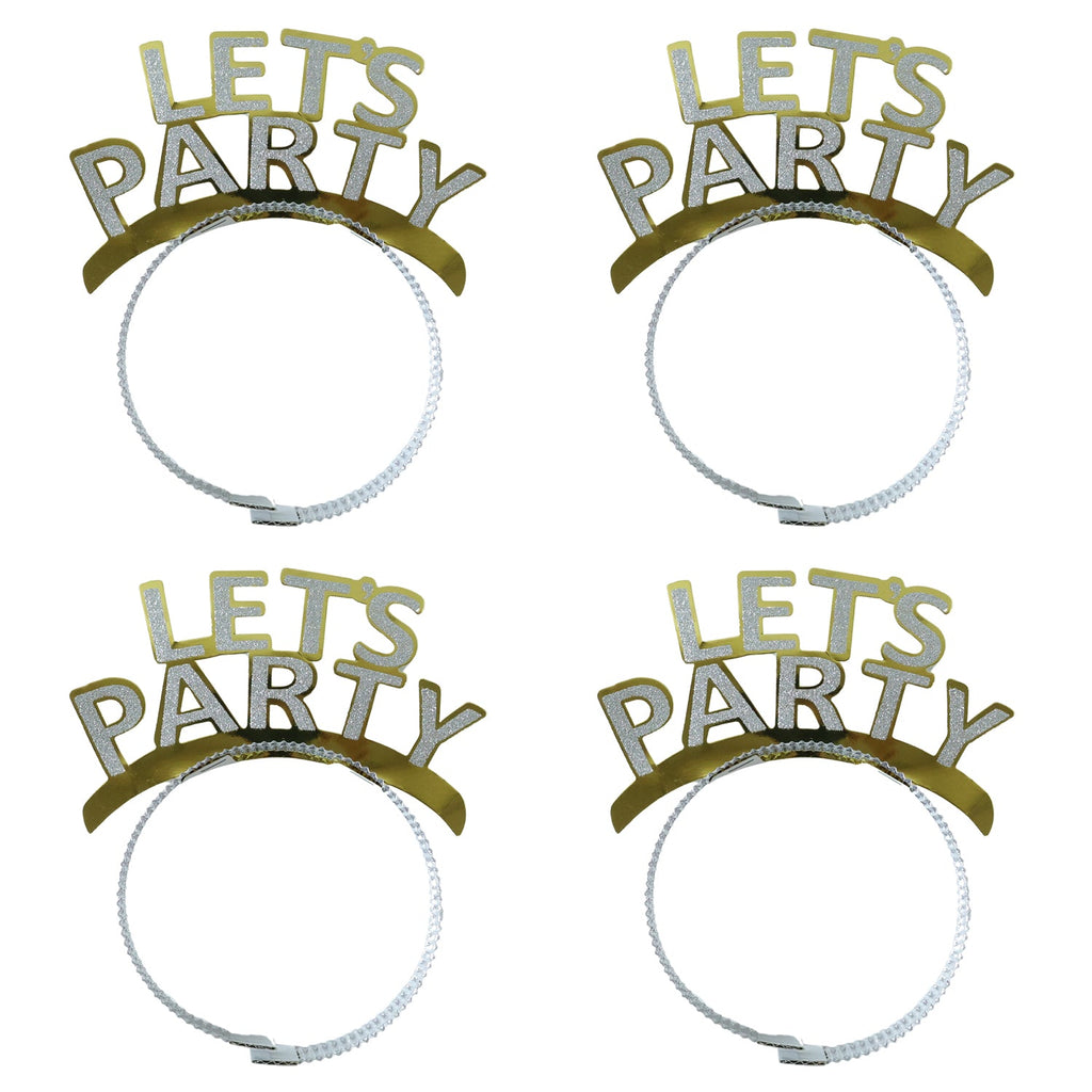 Pack of four reusable glitter party headbands perfect for birthdays and anniversary parties