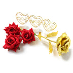 Elegant love showpiece with golden rose and red bouquet
