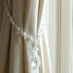 Elegant beaded drapery strap as crystal pearl curtain tieback