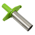 Compact and comfortable chili corer held in hand, ready for use.
