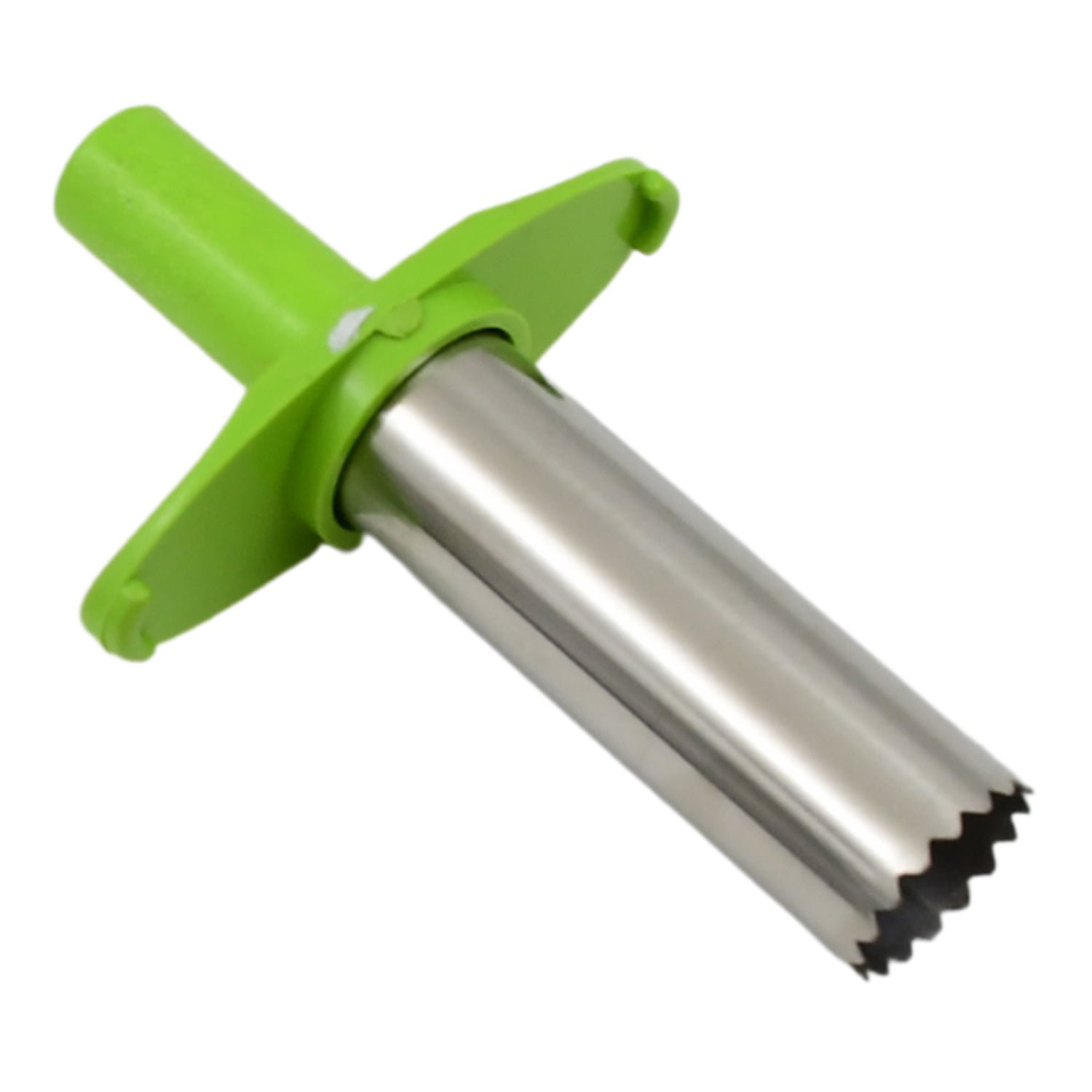 Compact and comfortable chili corer held in hand, ready for use.