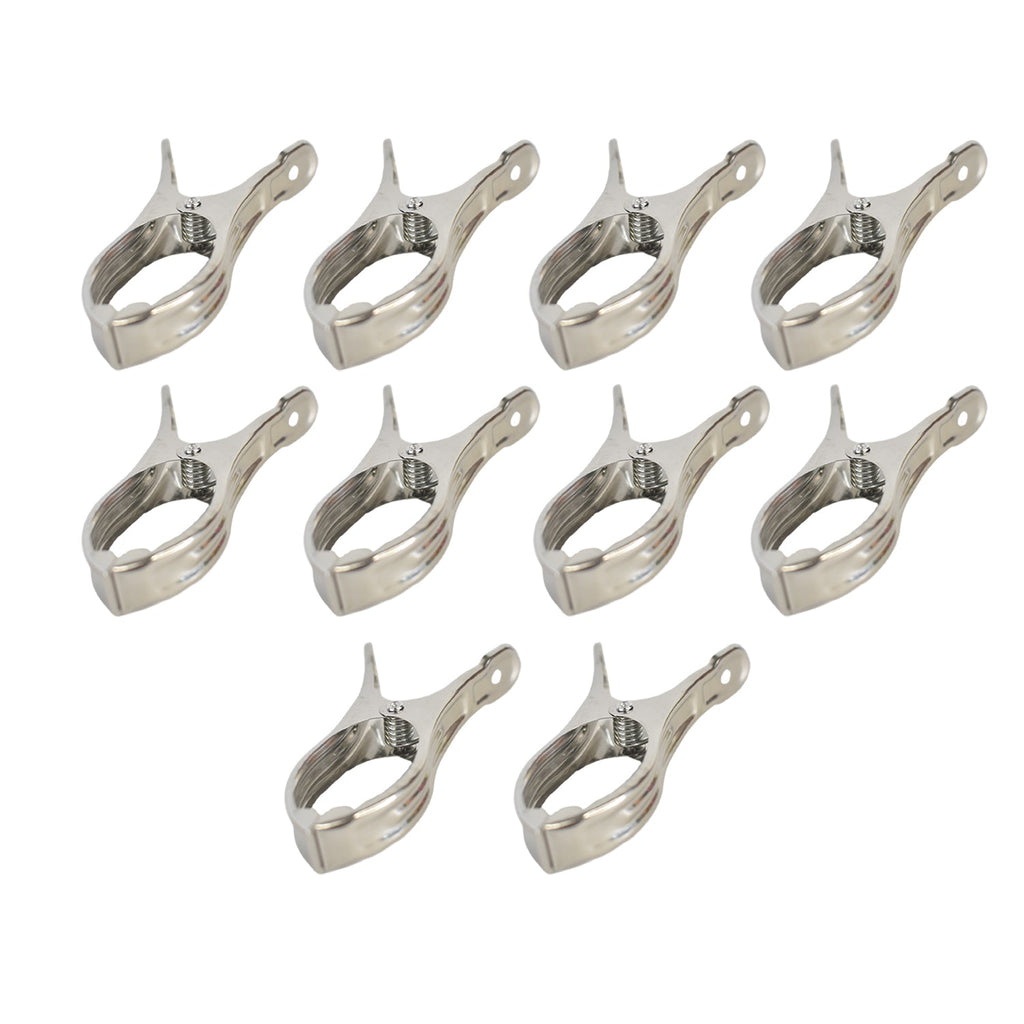IronHold branded stainless steel clothespins for secure outdoor laundry.