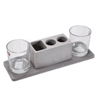 Designer wine glass holder set with contemporary lead-free glasses.