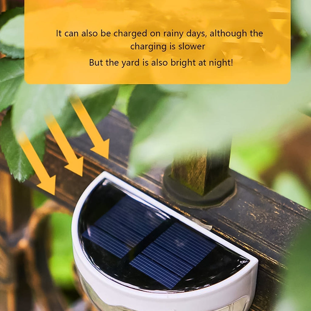 Solar powered wall mount fence light installed outdoors