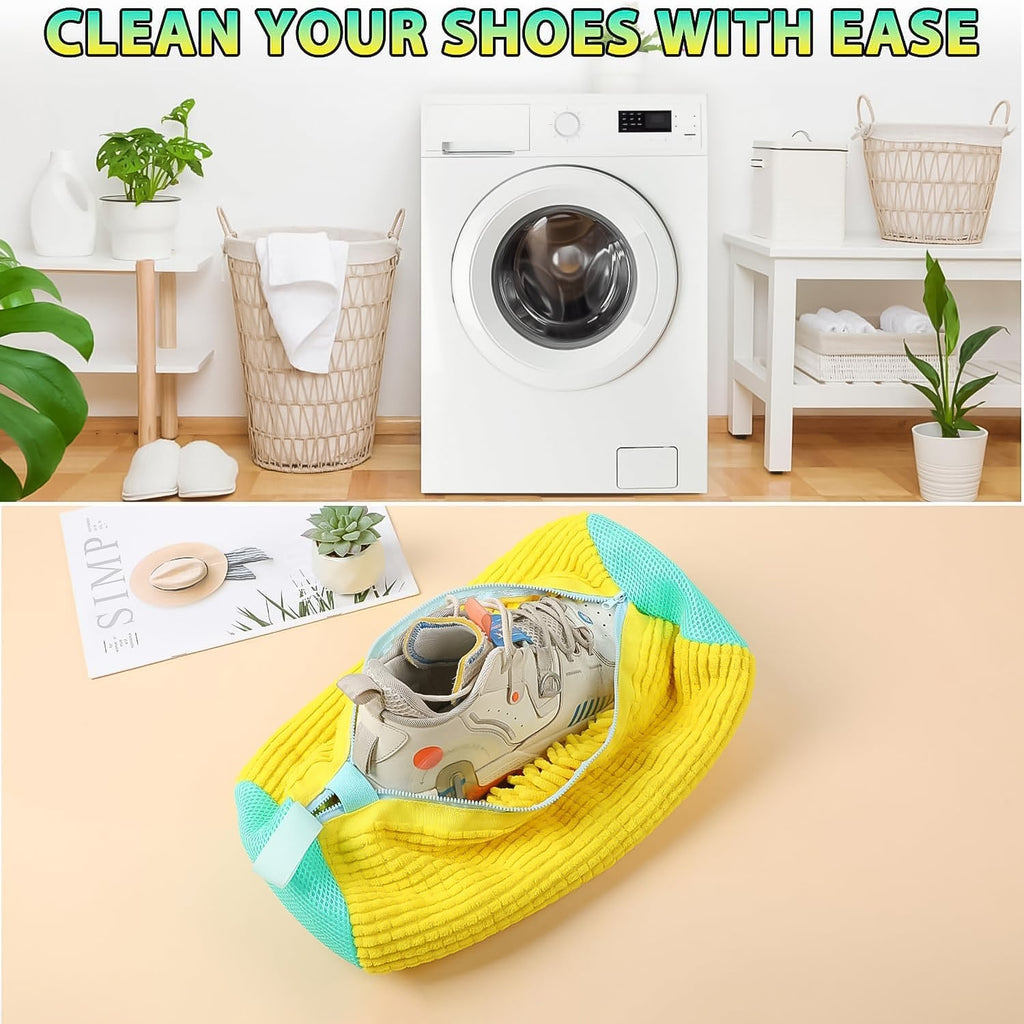 Neutral image showing shoe washing machine bag in use