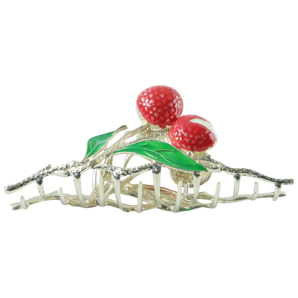 Metal berry fruit hair claw clip featuring smooth edges for comfortable wear