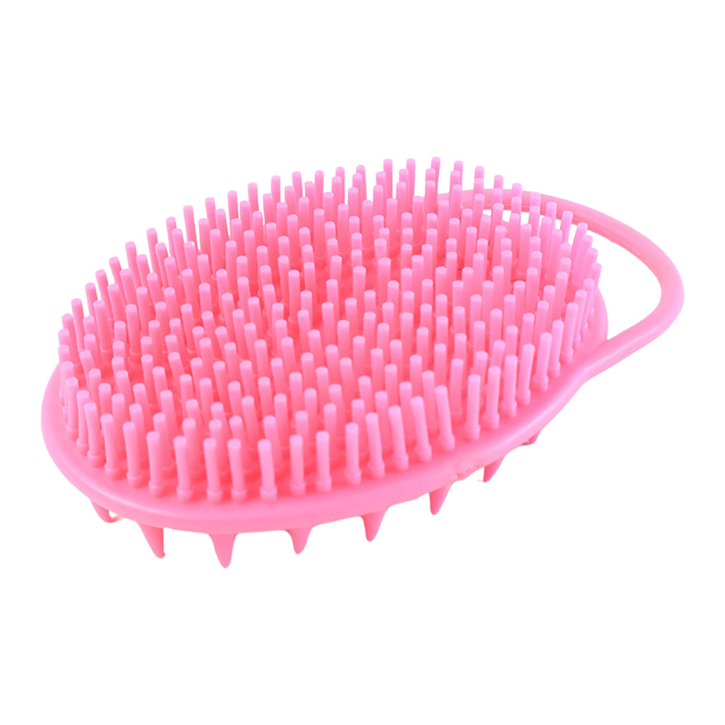 Dual-texture silicone bath brush designed for exfoliation and massage