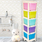 Front view of Organivo's 5-layer modular drawer storage unit, ideal for home organization.