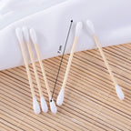 Gentle bamboo cotton swabs ideal for makeup touch-ups.