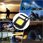 Multi-functional keychain flashlight with a folding bracket and bottle opener