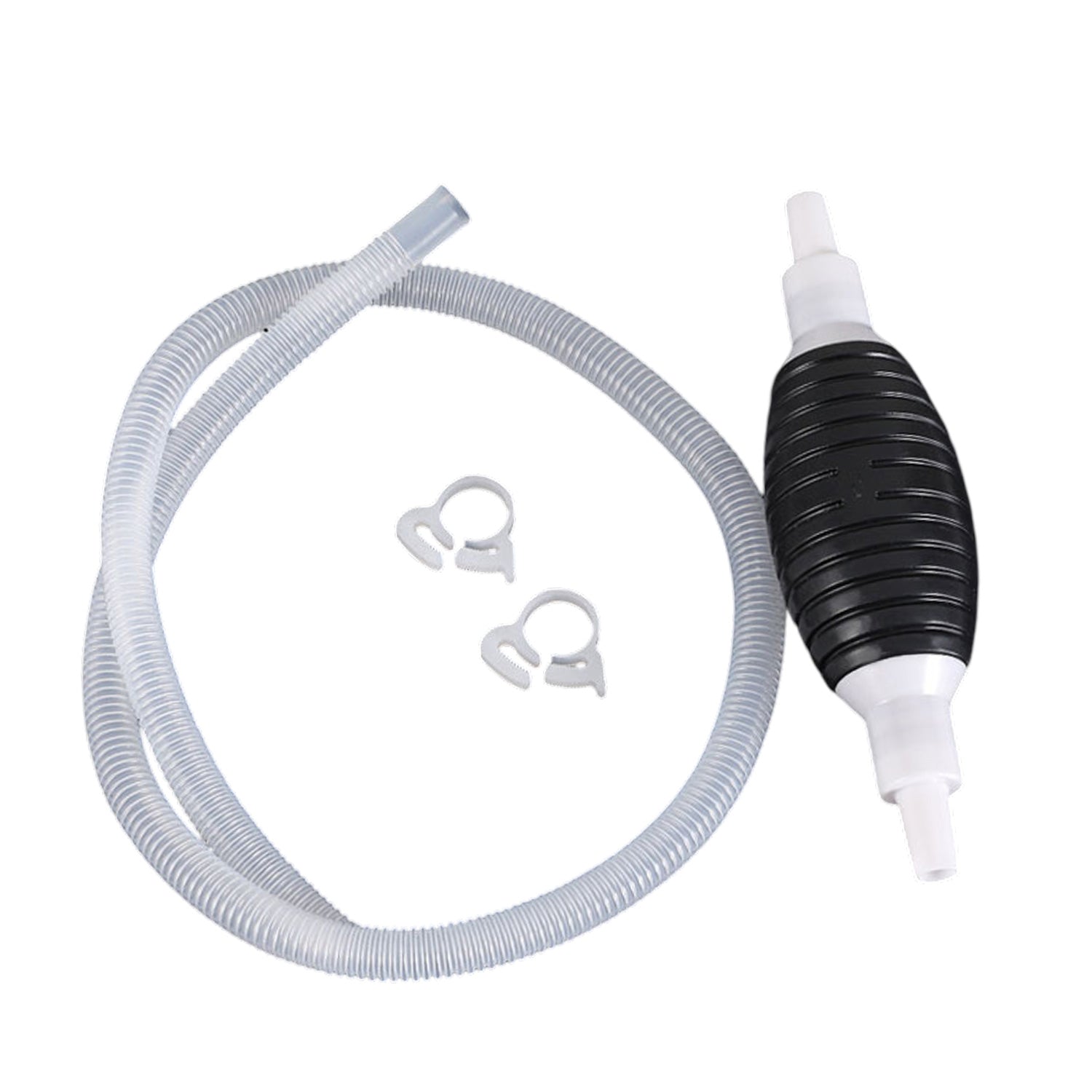 Manual liquid transfer pump kit components including pipe clamps