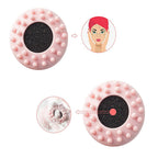 Close-up of the textured silicone nubs for effective facial cleansing.