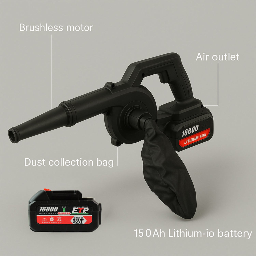 All components of the home and garden air blower kit laid out