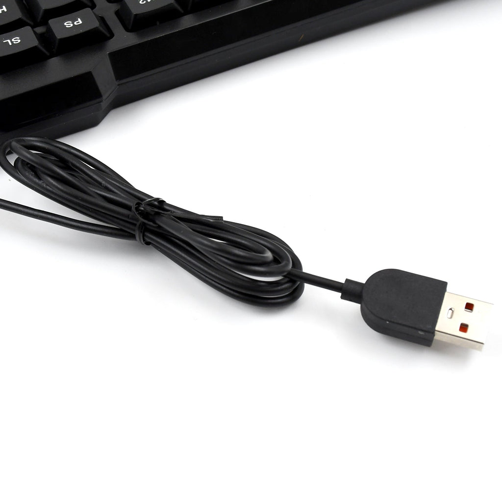 Durable ABS material wired keyboard with USB interface.