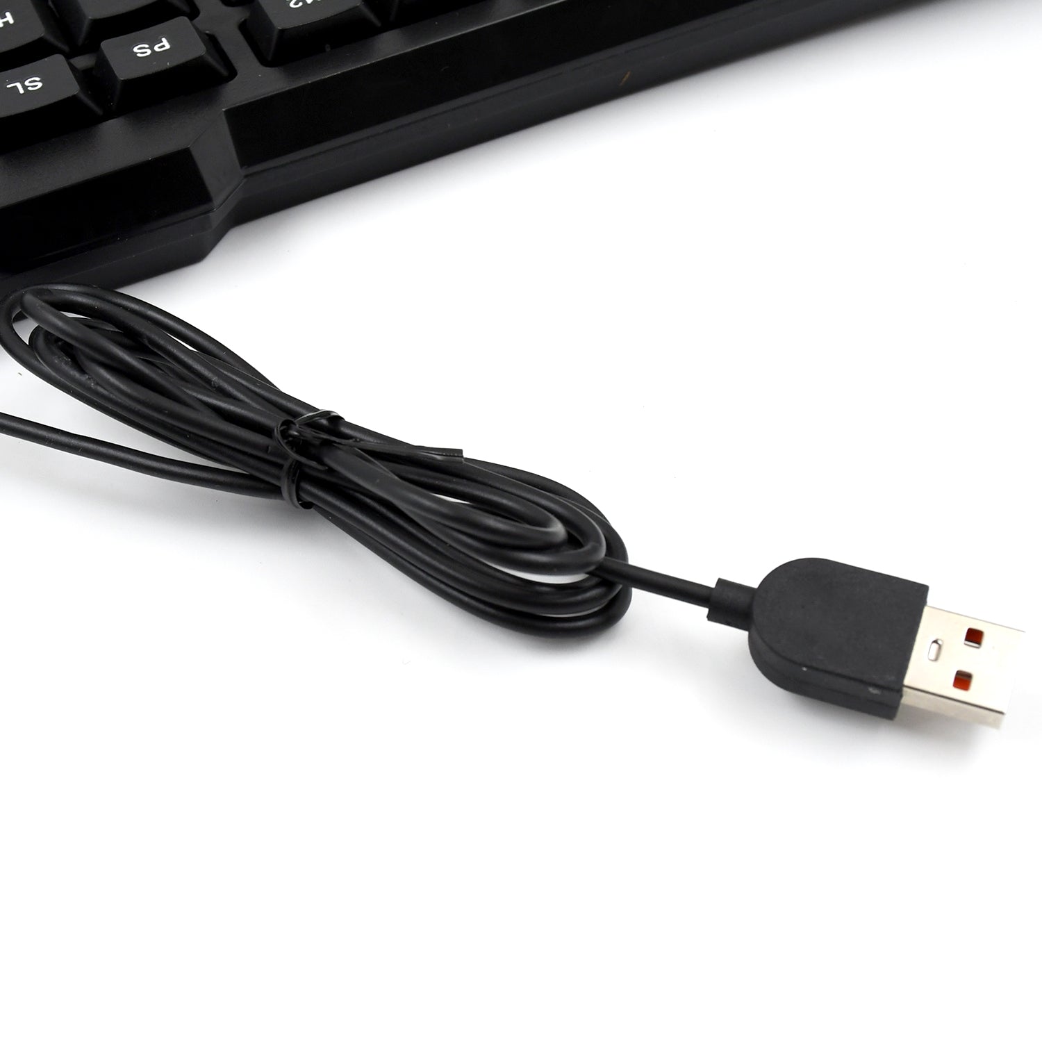 Durable ABS material wired keyboard with USB interface.