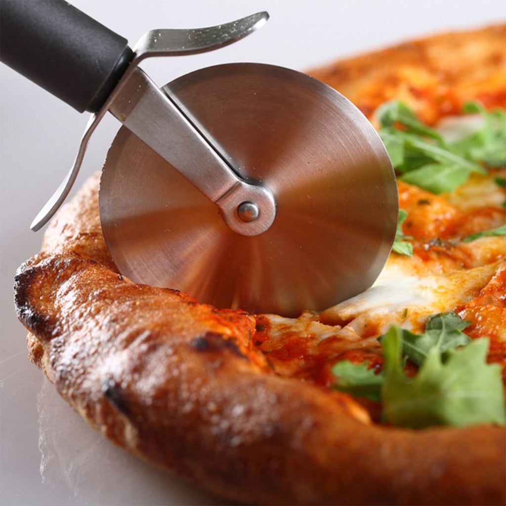 Ergonomic handle of a Stainless Steel Pizza Cutter, designed for comfortable grip.
