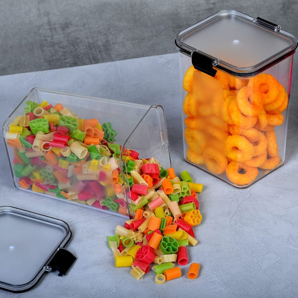 Square-shaped airtight food container with clip-lock lid for optimal kitchen storage
