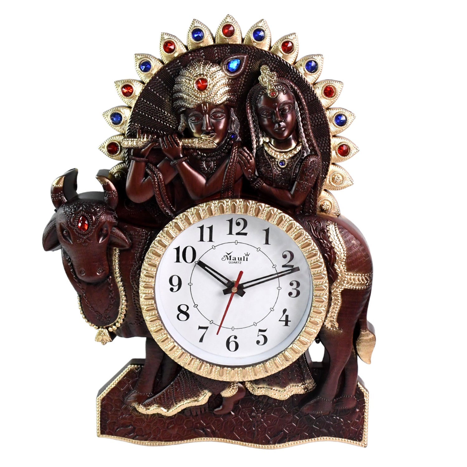 Vedic style Radha Kishan wall clock with colorful frame