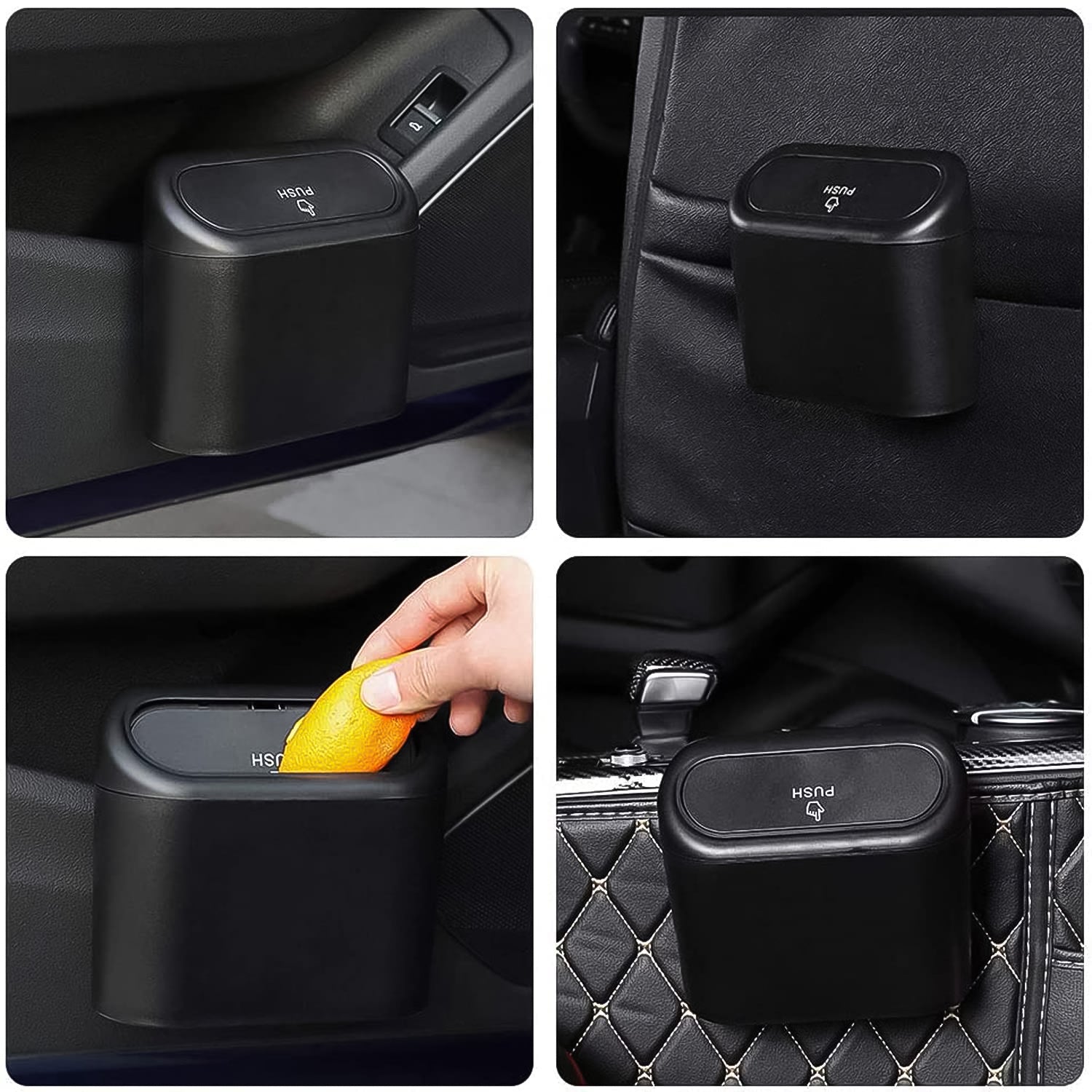 AutoMinder plastic mini car trash can with durable lid design