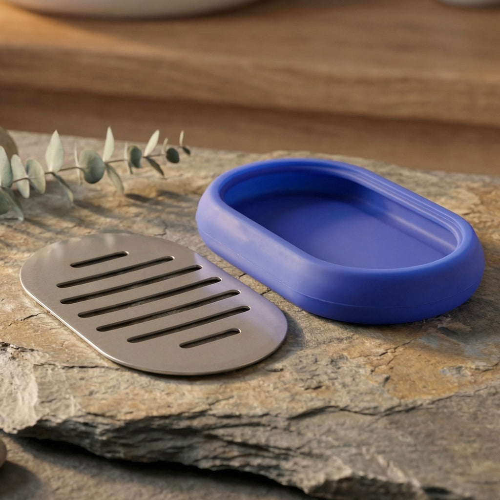Compact plastic soap organizer tray for wash basin