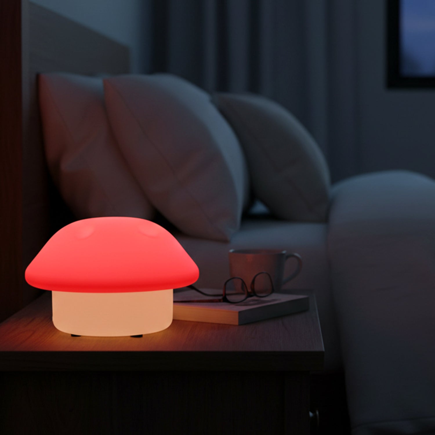 Small mushroom ambient LED light perfect for nighttime comfort