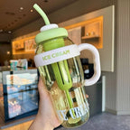 Ice cream themed water bottle showing straw sipper and leakproof lid
