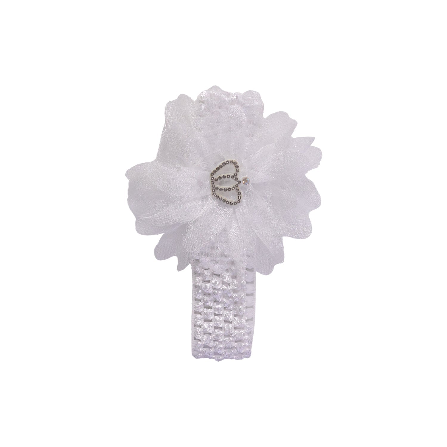 Baby girl hairband styled with floral crown for photoshoots