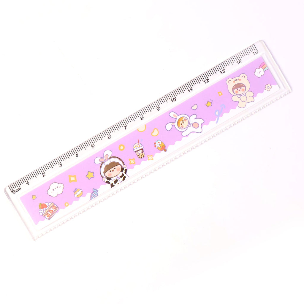Colorful cartoon printed plastic ruler designed for kids’ stationery
