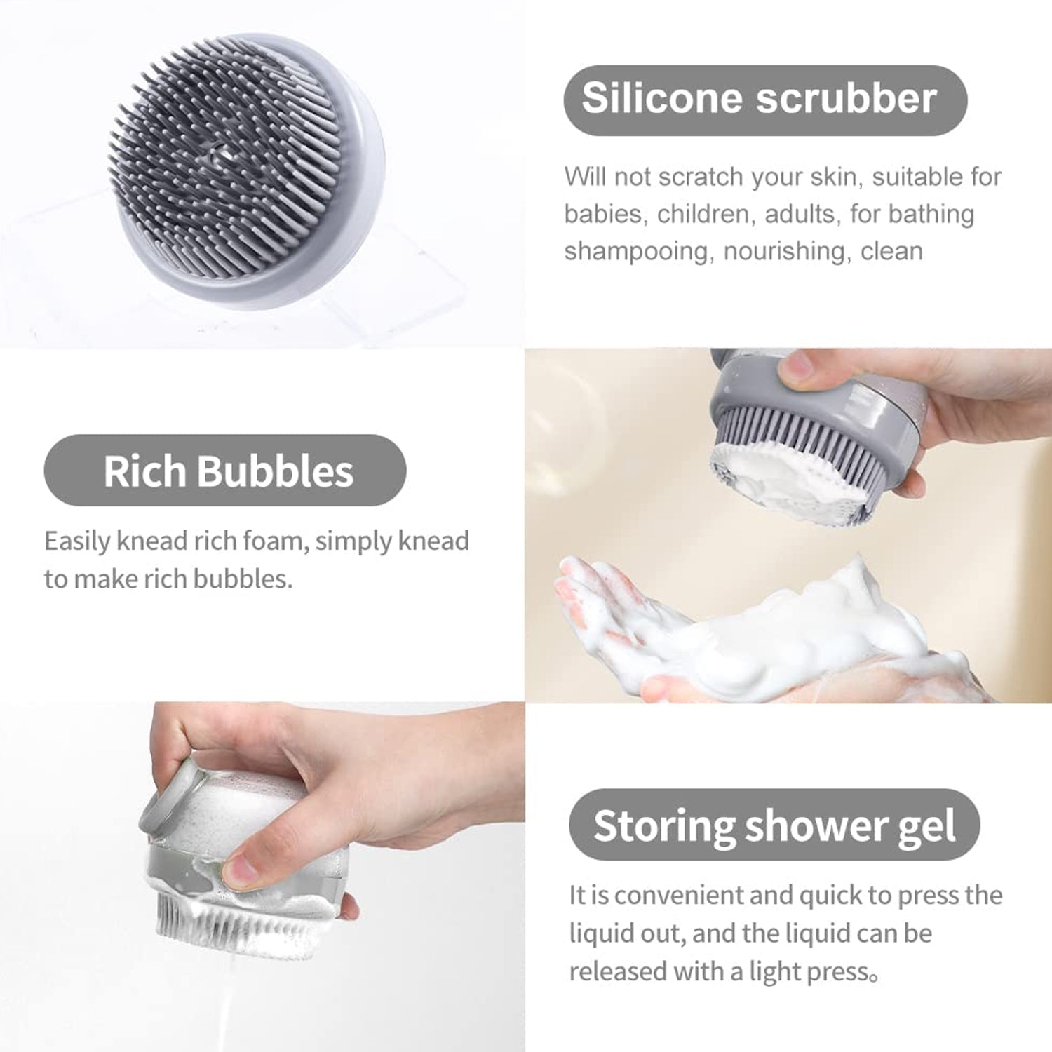 Silicone scalp brush used for hair washing and scalp massage