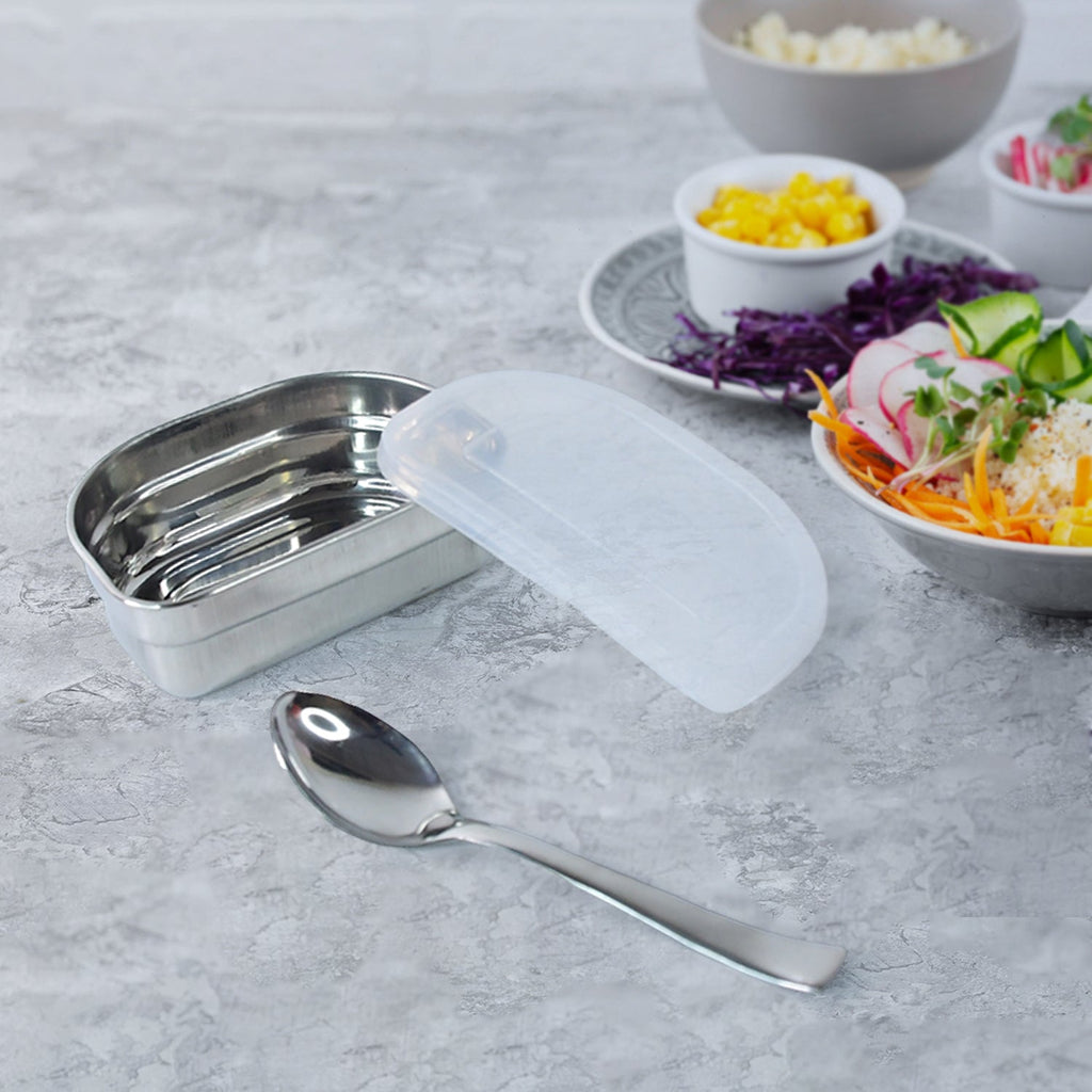 Lunch box with transparent lid and multiple compartments