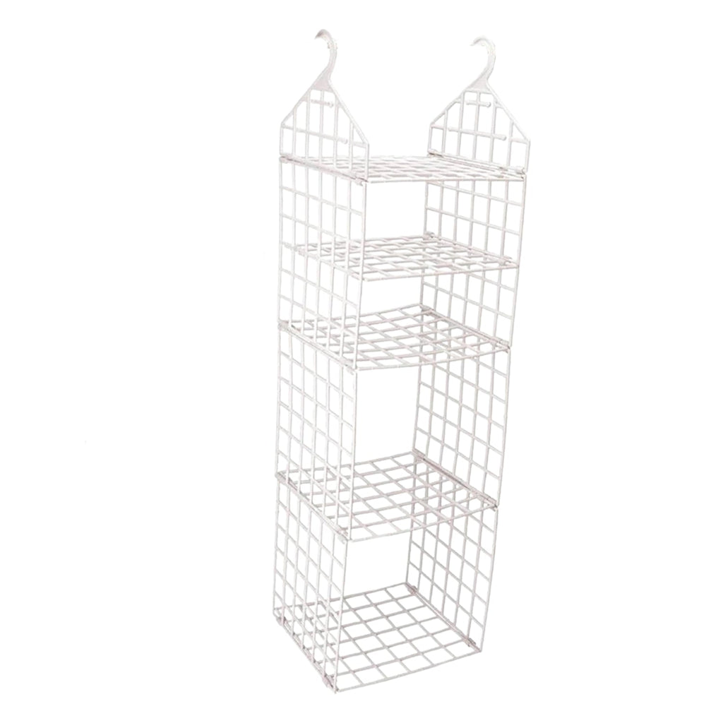 The multipurpose clothes storage rack efficiently holding scarves and ties inside a closet.