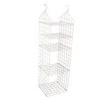 The multipurpose clothes storage rack efficiently holding scarves and ties inside a closet.