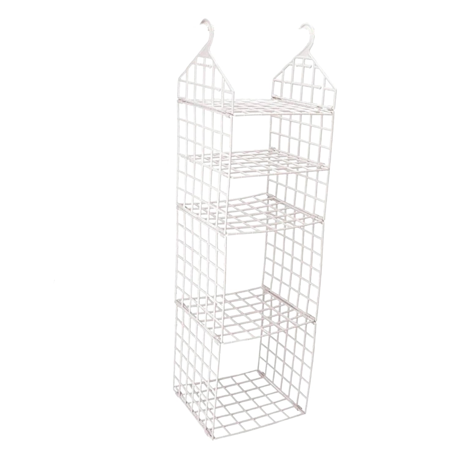 The multipurpose clothes storage rack efficiently holding scarves and ties inside a closet.