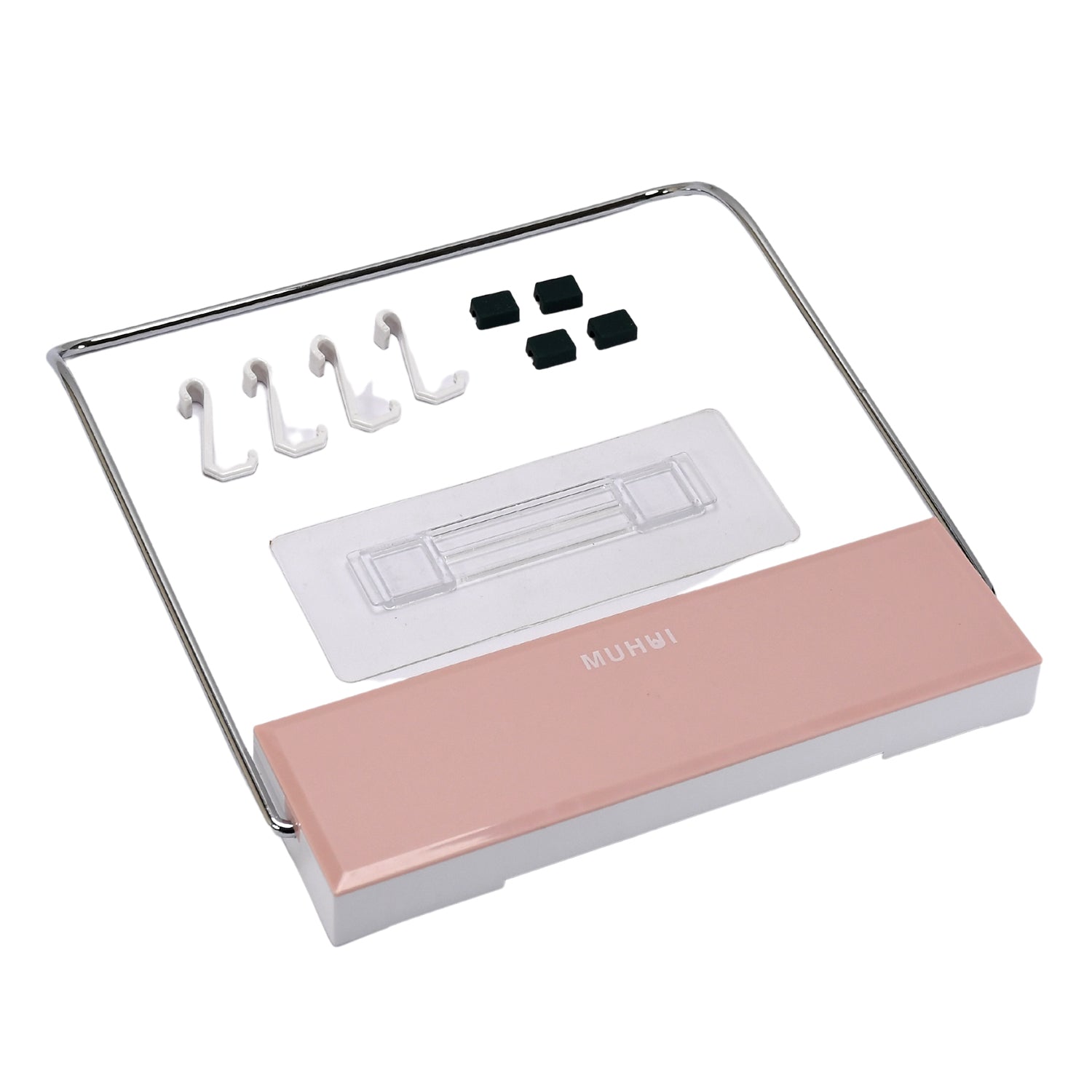 Foldable wash basin storage rack with the self-adhesive sticker for easy installation.