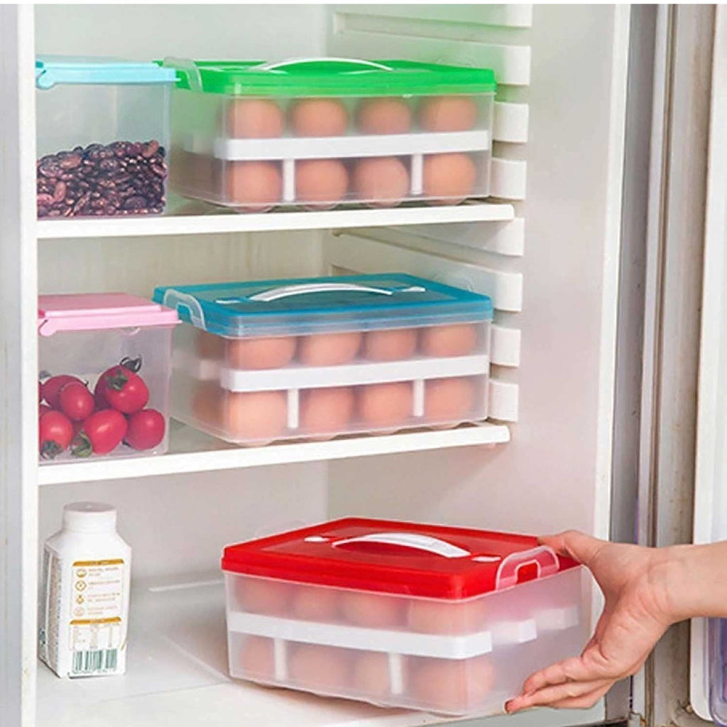 Diagram showing measurements of 32-grid egg storage tray