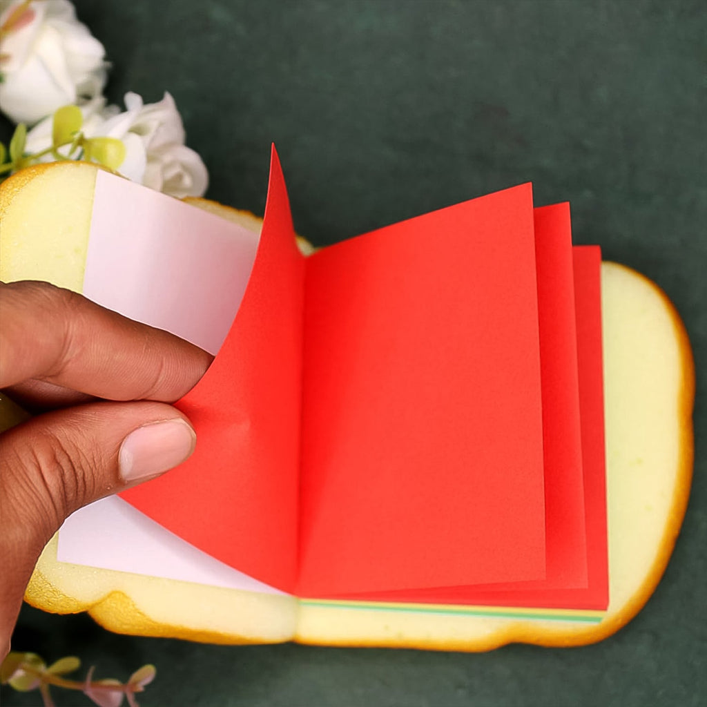 Realistic sandwich-shaped sticky note with brightly colored sheets for notes.