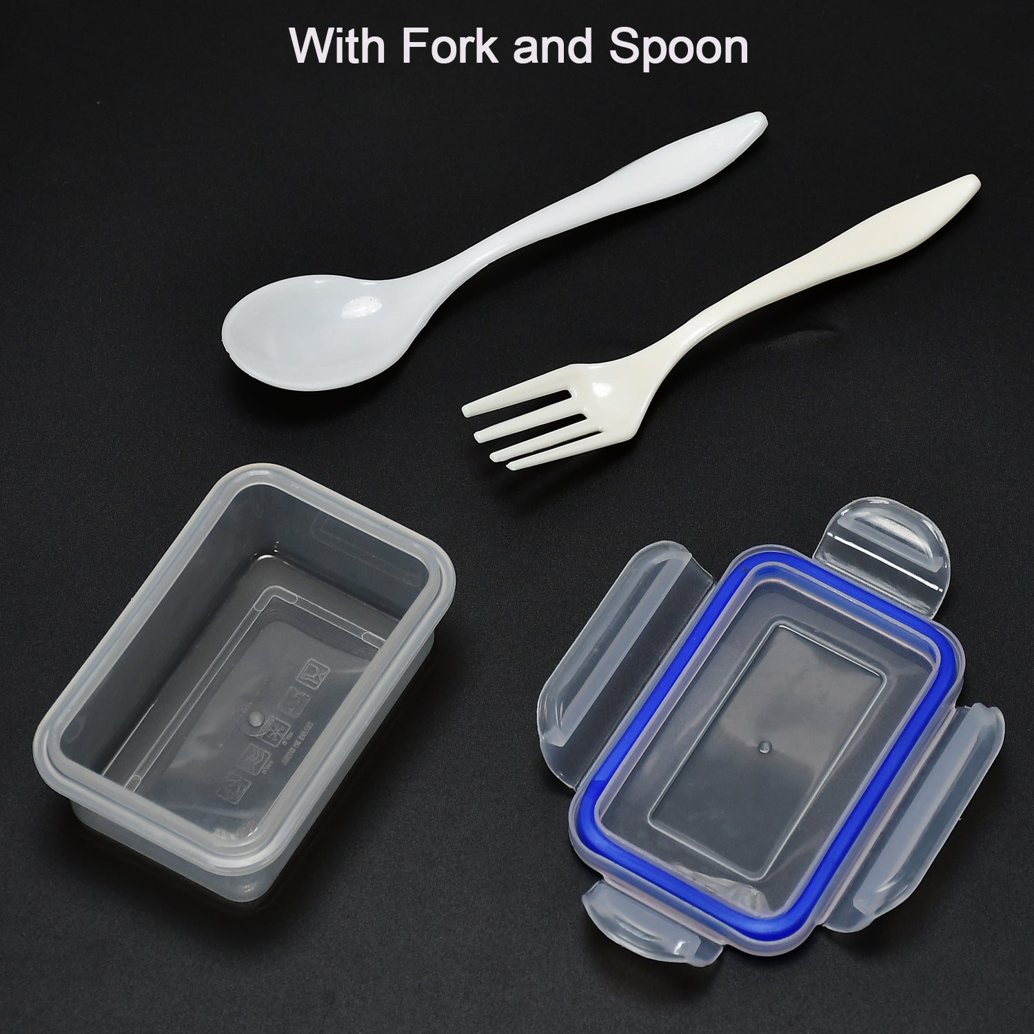 Compact airtight lunch box with its lid securely fastened, ready for transport.