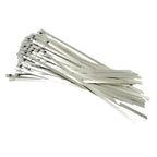 A hand demonstrating how to easily secure a heavy-duty stainless steel cable tie with pliers.