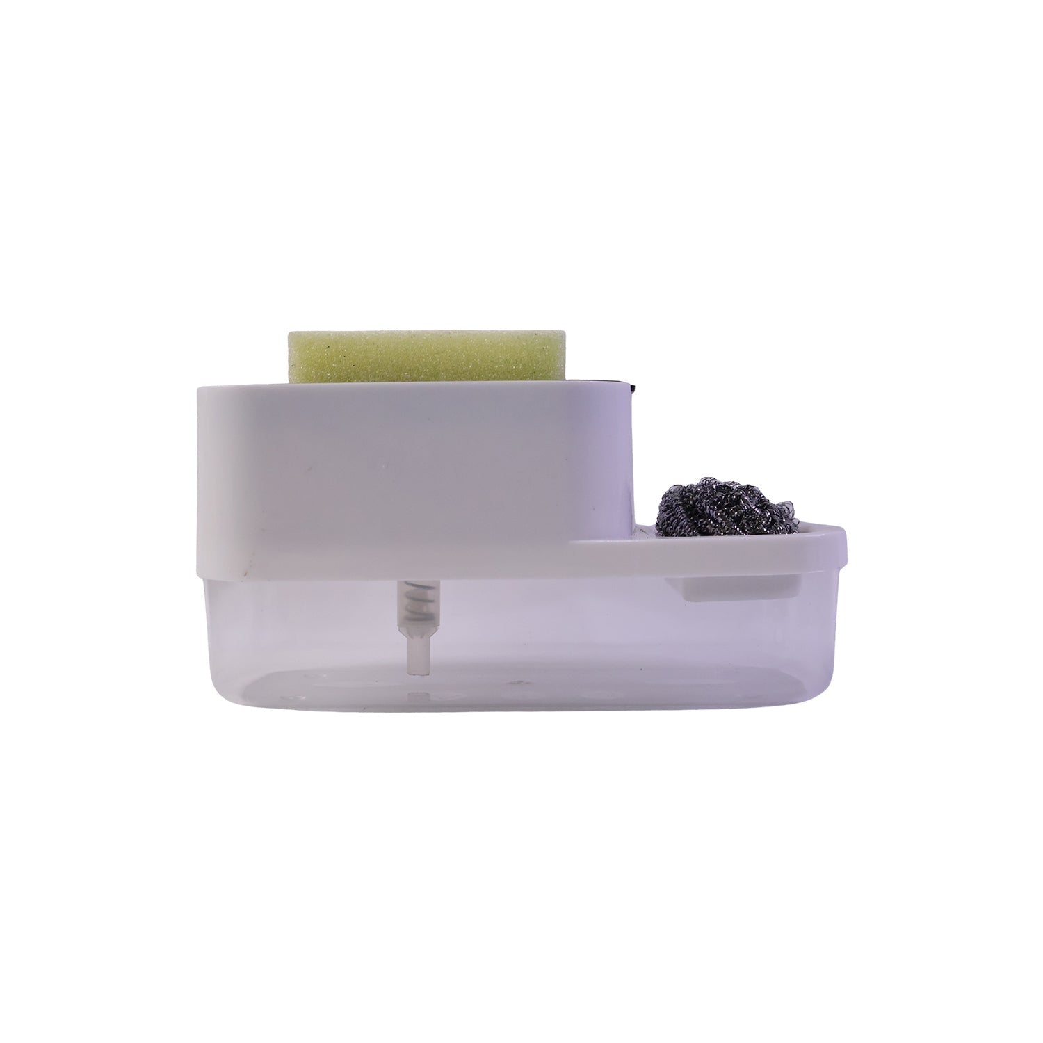 Bottom view showing drip tray and pour spout of dish soap dispenser