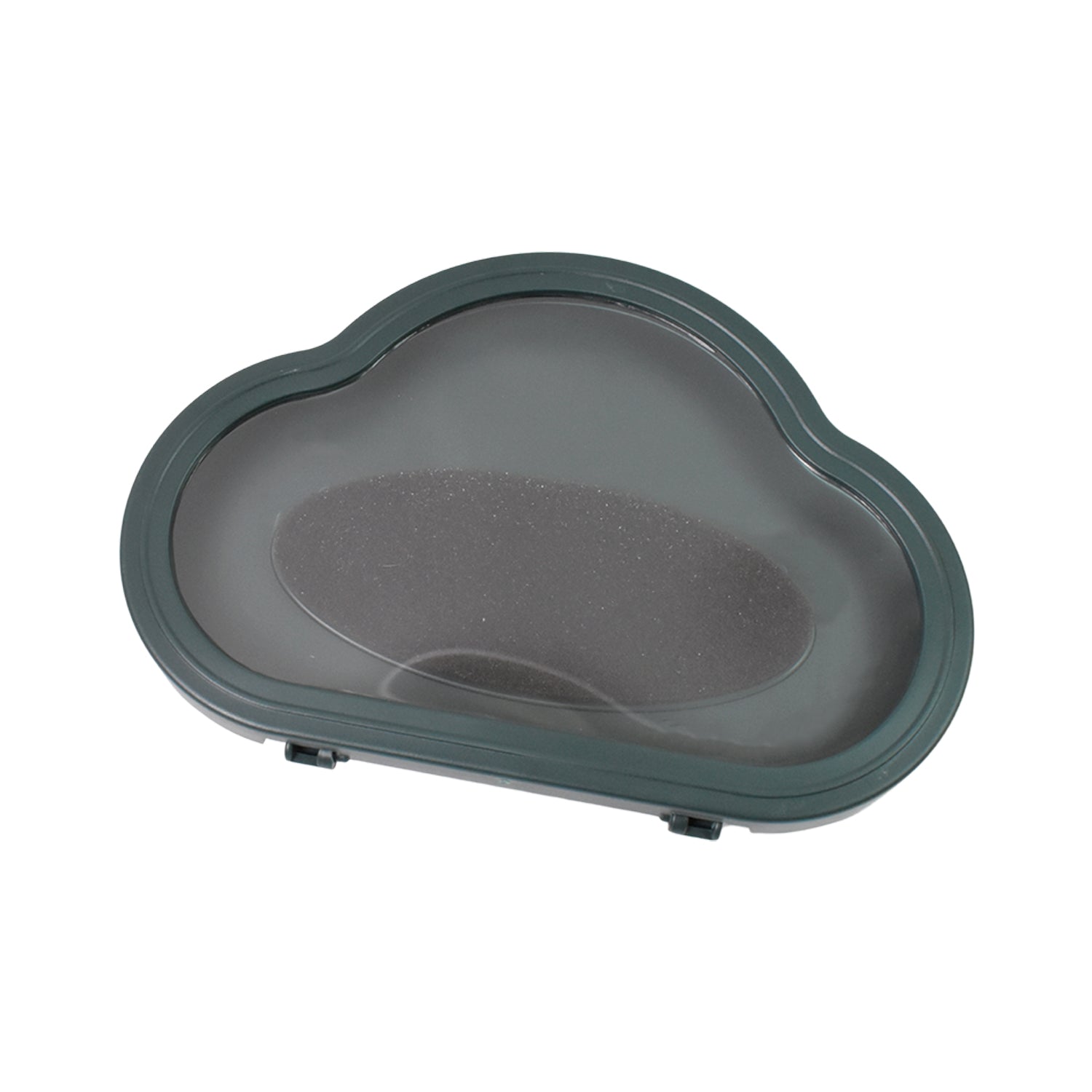 Gray waterproof phone holder mounted on a mirror, perfect for hands-free viewing.