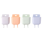 Space saving plastic wall phone stand with storage pocket and hooks