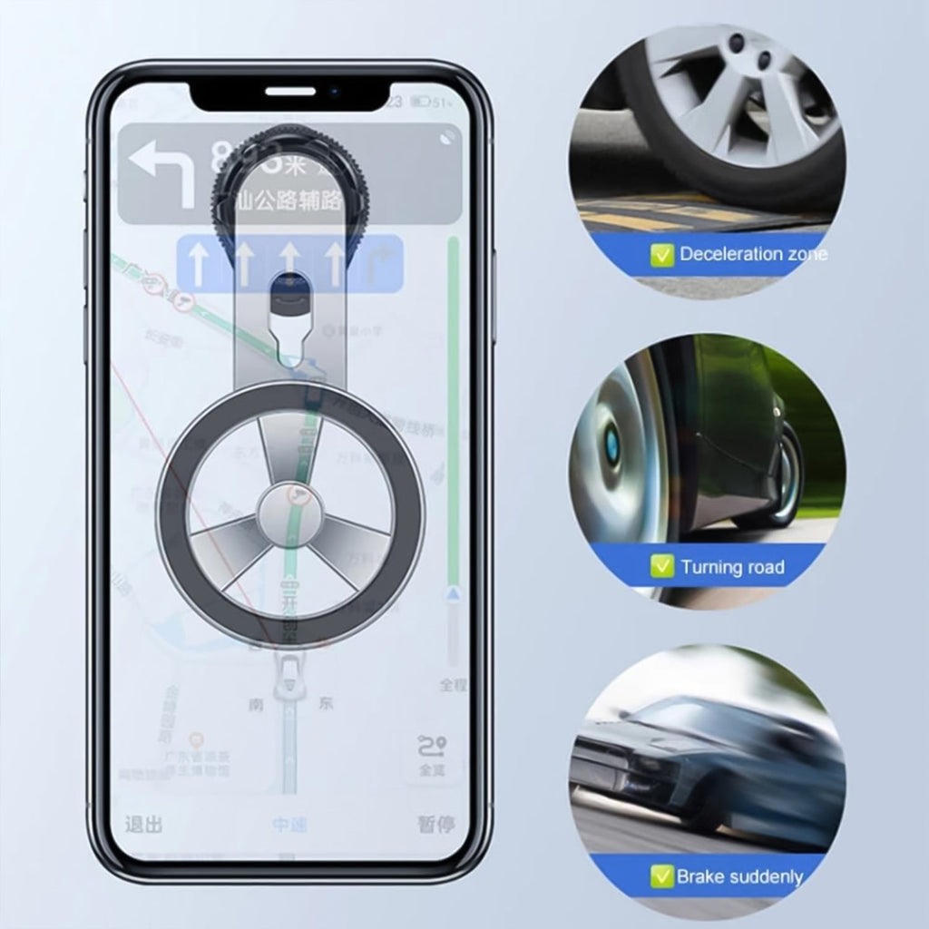 Adjustable magnetic car phone holder showcasing its multi-angle viewing capability.