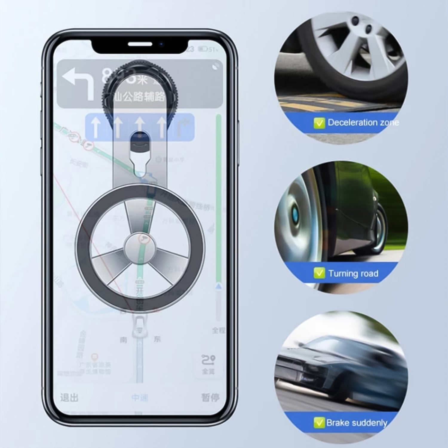 Adjustable magnetic car phone holder showcasing its multi-angle viewing capability.