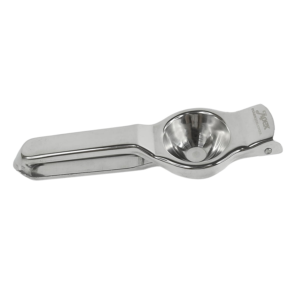 Manual citrus juicer with ergonomic handle and rust resistant finish